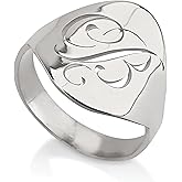 Initial Ring - Silver Letter Ring - Script Gold Name Ring for Women - Wife, Girlfriend Personalized Ring - Initial Signet Ring Custom Initial