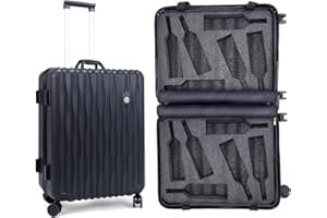 boldworks Wine Suitcase for Airplanes 12 Bottle Wine Luggage Carrier with TSA Approved Lock and Removable Inserts to Carry Wine Liquor Alcohol During Travel Black Color Case