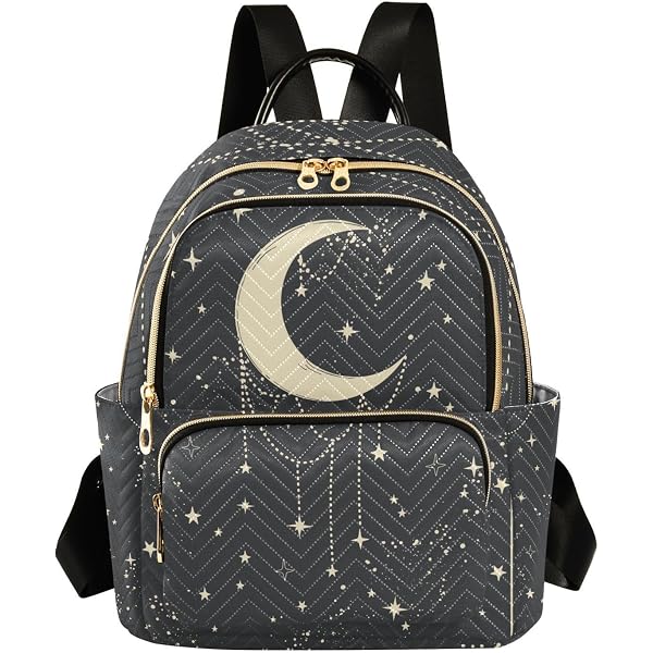 ALAZA Cute Cat Crescent Moon Mini Backpack For Women - Quilted Daypack, Fashion Travel Purse & Shoulder Bag