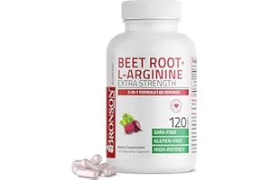 Bronson Beet Root + L-Arginine Nitric Oxide Production- Non-GMO, 120 Vegetarian Capsules