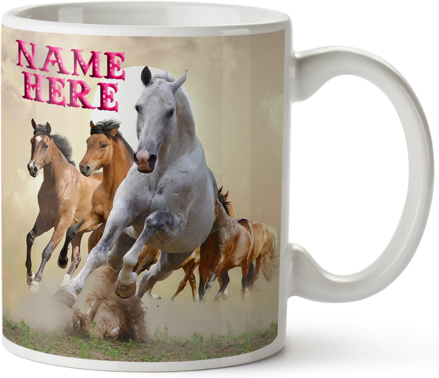 Personalised Name Mug Horse Pony 11oz Ceramic White Cup Gift ST084