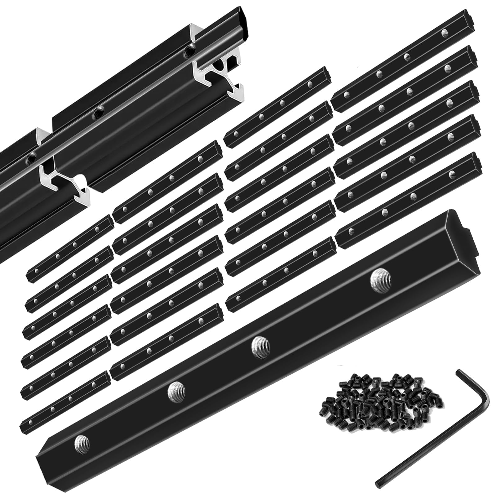iMetrx 24pcs 2020 Staight Connector Corner Bracket Joint Plate 2020 Hardware T-Slotted Accessories V-Slot with Screws for 3D Printer Accessories Black 8020 Aluminum Profile