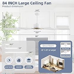 WINGBO 84" Windmill Ceiling Fan with Lights, 3