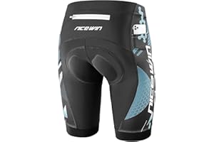 NICEWIN Men's Cycling Shorts Anti-Slip Leg 4D Padded Bike Shorts with 3-Pockets Breathable Biking Bicycle Motorcycle Half-Pants