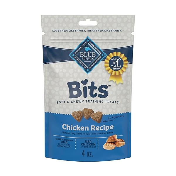 BLUE BUFFALO BITS SOFT DOG TREATS FOR TRAINING, MADE WITH NATURAL INGREDIENTS & ENHANCED WITH DHA, CHICKEN RECIPE, 4-OZ BAG