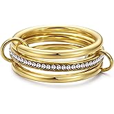 YOQ Stackable Gold Rings for Women Non Tarnish, Stack Cubic Zirconia Rings, Gold and Silver Rings Set Jewelry Gifts