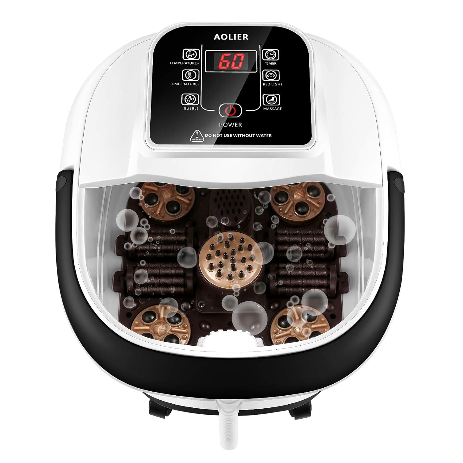 Foot Spa Bath Massager with Heat Bubbles, Automatic Tai Chi Massage Roller and Maize Roller, Red Infrared Light, Medicine Box, Timer and Temp Adjustable Pedicure Foot Soak Tub for Stress Relief: Beauty