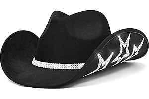 Keilin Rhinestone Cowgirl Hat Disco Cowboy Hat Felt Western Nashville Bachelorette Party Hat for Teens and Adults