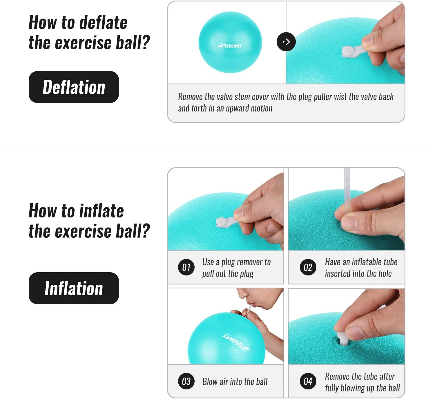 Trideer Pilates Ball, Barre Ball, Mini Exercise Ball, 9 Inch Small Bender Ball, Pilates, Yoga, Core Training and Physical Therapy, Improves Balance, Core Strength & Posture (Turkis (23cm)): Sports & Outdoors