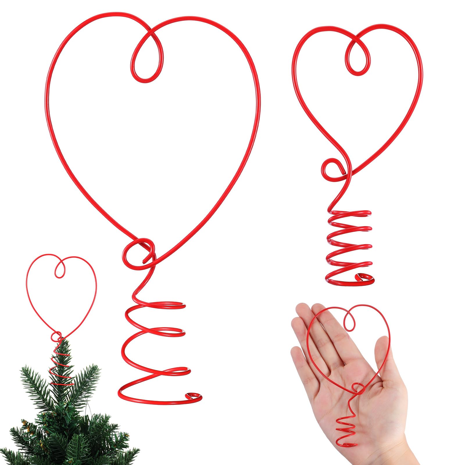 Photo 1 of Yinkin 2 Pcs Mini Valentine Tree Topper 2 and 3 Inch Mini Heart Valentines Topper for Small Tree Toppers Metal Heart Decorations for Valentine's Day Home Decor Party Holiday