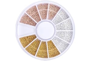 WEILUSI 3D Mixed Nail Art Steel Studs Mini Metal Caviar Nails Beads Ball Gold Silver Rose Gold Nail Ball Design for Women Nail DIY Tools Manicure Decorations