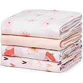 Momcozy Muslin Swaddle Blankets, 4 Pack Soft and Breathable Skin-Friendly Large 47 X 47 Inches Neutral Matching Baby Swaddling Receiving Blankets for Newborn Girls and Boys
