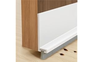 NAKBINX Door Sweep for Bottom of Door, 39.2" L Integrated Design with Brush, Self Adhesive Under Door Draft Stopper for Bottom of Door, Door Seal Dust/Noise/Hot or Cold Air Insulation, White 2" W