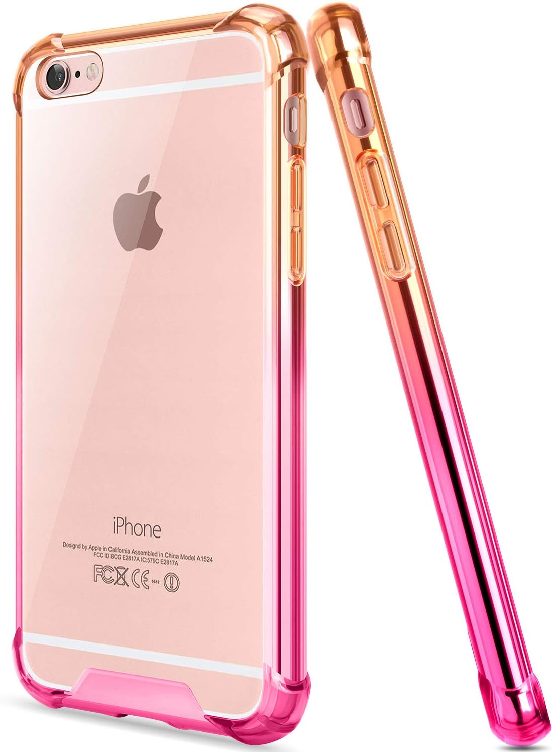 SALAWATfor iPhone 6 Case, Clear iPhone 6s Case Cute Anti Scratch Slim Phone Case Cover Reinforced TPU Bumper Shock Absorption Protective Case for iPhone 6/6s 4.7inch (Orange Pink)