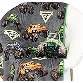 Jay Franco Monster Jam Grave Digger Nogginz Set - 40 x 50 Inch Lightweight Travel Throw Blanket & Pillow - Kids Super Soft 2 Piece Bedding Set