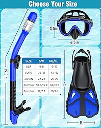 Vengreedo Snorkel Set with Fins, Adult Dry Top