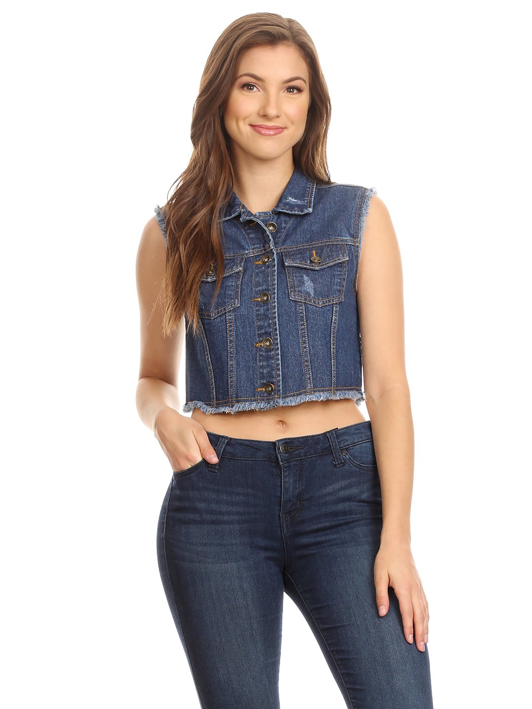 juniors denim vest