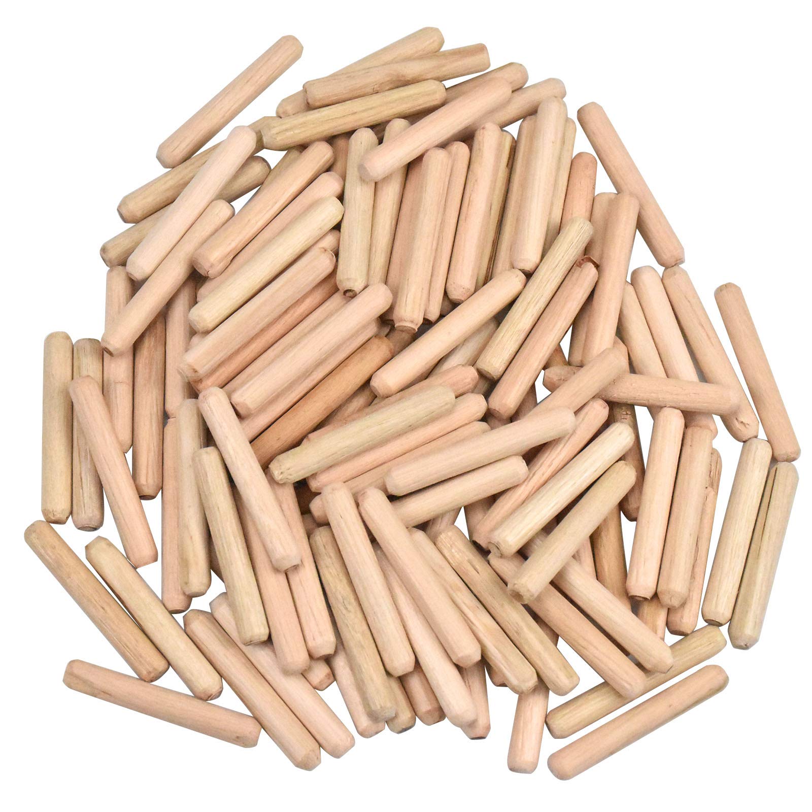 100PCS Dowels Wooden, 6mm x 40mm Wooden Dowel Pins Hardwood Dowels Wood Plugs Twill Fluted Dowel Pins Grooved Dowels Plugs Fluted Pin Wood, for Furniture Woodwork