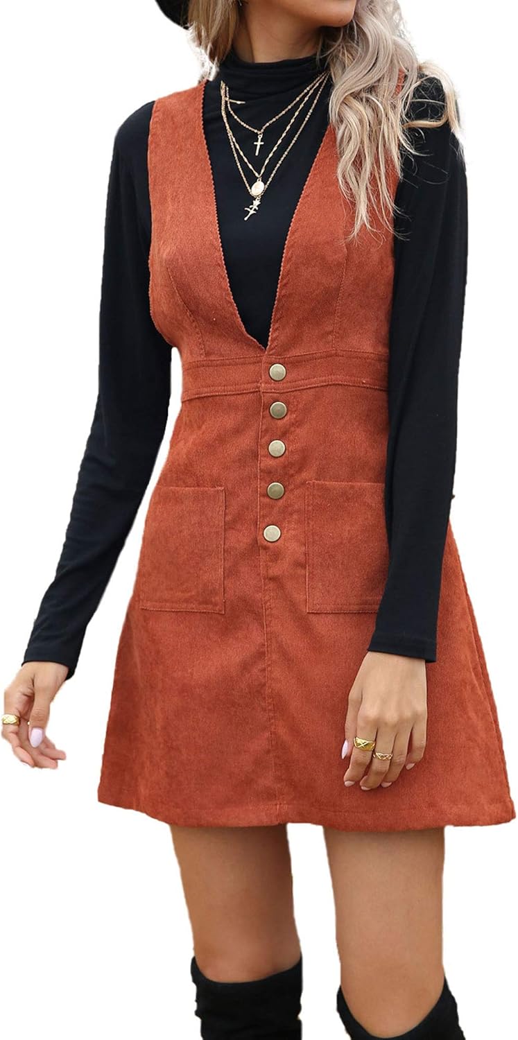 N/AA Women Suspender Skirt, Fashion Single Row Five Button Pocket