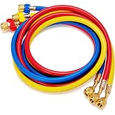 VIVOHOME 5 ft R410A HVAC Refrigerant Charging &amp; Recovery Hoses | 1/4" Refrigeration Hoses with Tap Valve, Suitable for R134a, R22, R12, R502 and R404A, 800 PSI Working 4000 PSI Burst