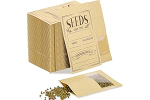 90 Pcs Seed Envelopes with Clear Window 3.54 x 5.51 Inch Seed Packets, Resealable Storage Envelope for Vegetable Flower Seeds