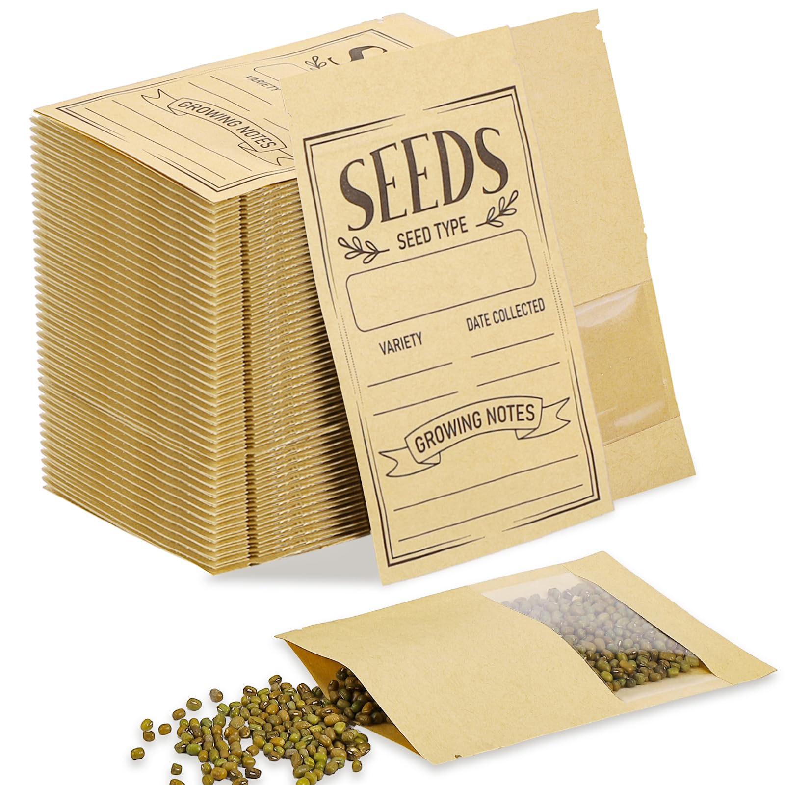 Photo 1 of 120 Pcs Seed Envelopes Packets Organizer 3.54 X 5.5 Inch Seed Storage Envelopes Resealable with Clear Window Seed Saver Bags for Flower Vegetable Seed Saving