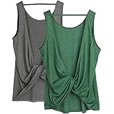 icyzone Women's Open Back High Neck Workout Athletic Gym Tank Tops