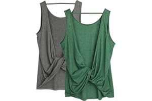 icyzone Women's Open Back High Neck Workout Athletic Gym Tank Tops