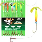Dovesun Crawler Harness Walleye Rigs with Dual-Wing Blade, Float Walleye Spinner Rig for Slow Trolling (0.25 mph), Fluorocarbon Worm Harness, 2 Hook Walleye Fishing Rigs, 7 Pack