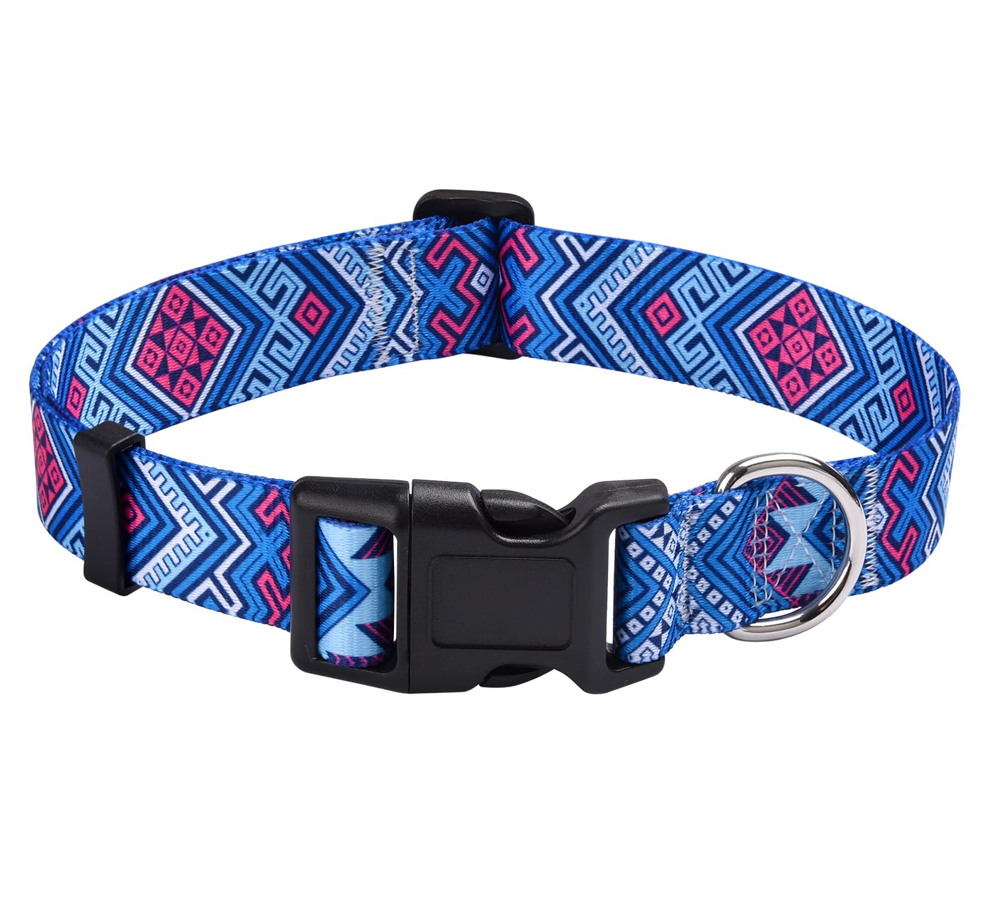 Mihqy Dog Collar with Bohemia Floral Tribal Geometric Patterns - Soft Ethnic Style Collar Adjustable for Small Medium Large Dogs(Blue Ethnic Style,S) — image 1