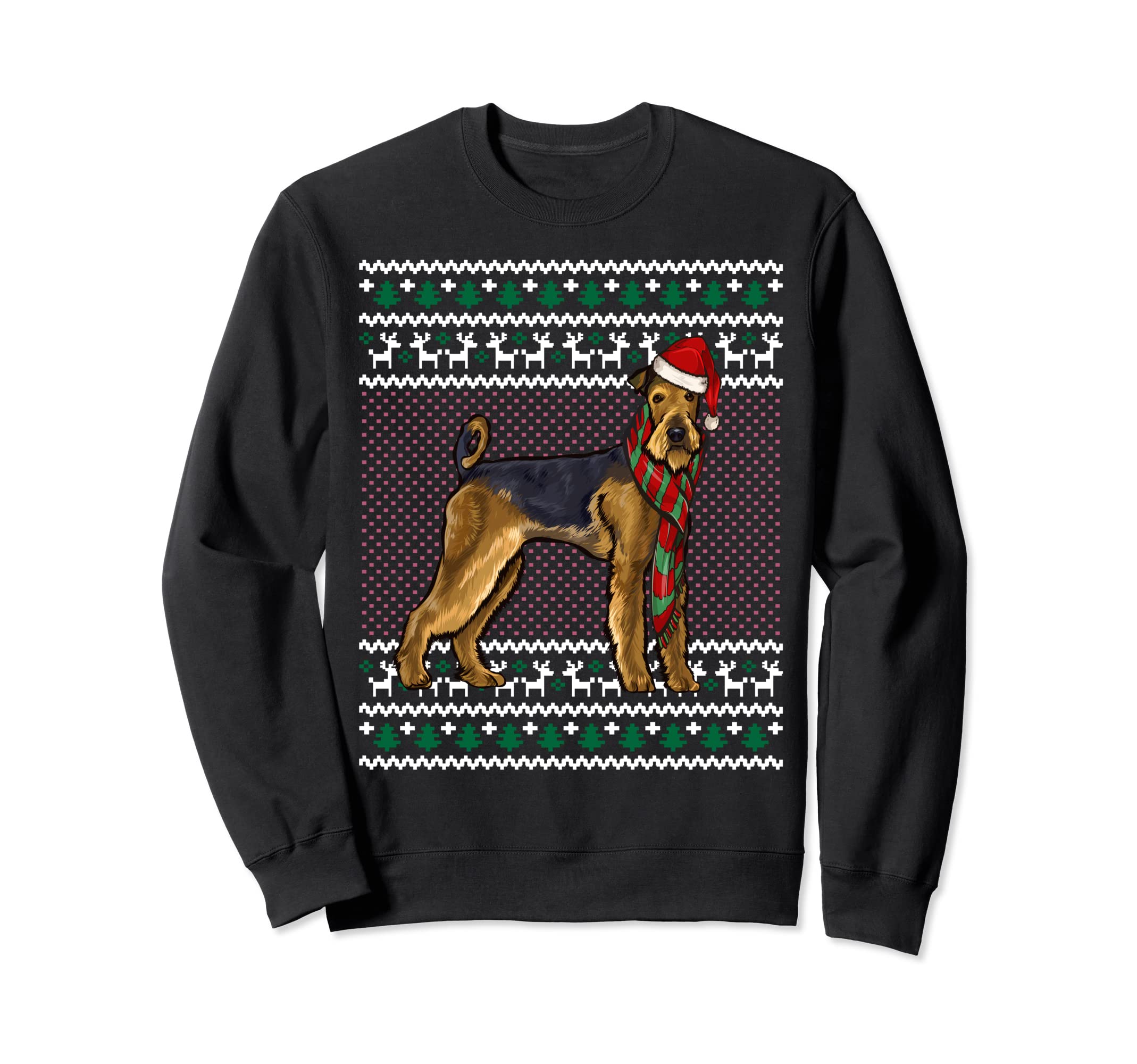 Xmas Airedale Terrier Dog Santa Hat Ugly Christmas Sweatshirt