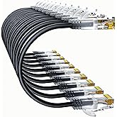 10Gsupxsel Cat6a Patch Cables 10ft (10 Pack) Slim, Cat6 Ethernet Patch Cable Pure Copper, Flexible Cat 6 Patch Cable 550MHZ 10G, Space-Saving Cat 6A Network Cables for Patch Panel, Black