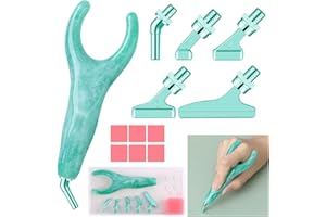 SNEWVIE Diamond Painting Pen Kits with Angled Metal Tips,Ergonomic Diamond Art Pen and 5Pcs 45 Degree Stainless Steel Screw Thread Multi Placer,Green Diamond Drill Pens for DIY Diamond Art