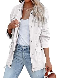 Ebifin Women's Military Anorak Jacket Zip Up Snap