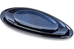 vicrays Large Oval Serving Platters, 16"/14"/10" Porcelain Serving Platters for Party, BBQ,Stackable Serving Trays Serving Pl
