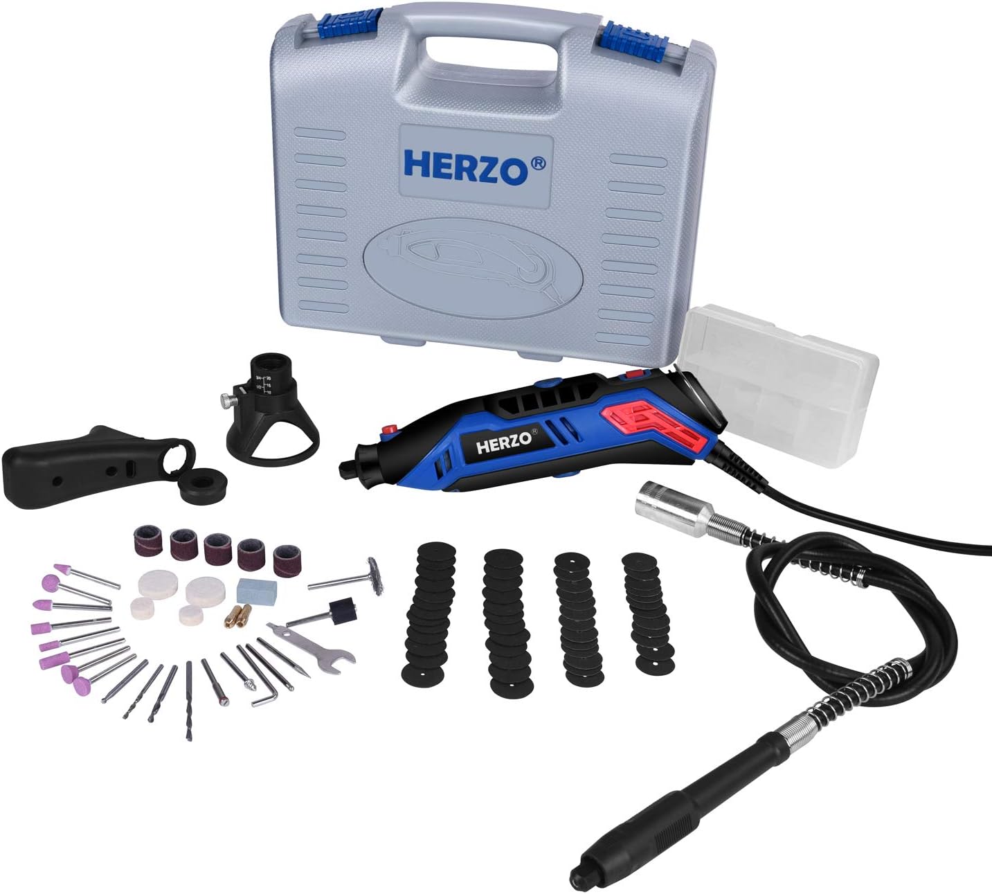 HERZO Multi-Functional Rotary Tool kit - Christmas Gift - 135W,Mini Die Grinder Kit with 80 Pieces Rotary Tool Accessories