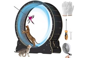 MIWOOYY Large Cat Exercise Wheel 40 inch - Black Solid Wood Cat Wheel Exerciser for Indoor Cats, Safety Cat Treadmill with Lock & Minimized Gapdesign