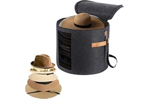 OHIYOO Large Hat Storage Box 19'' for Women and Men - Foldable Round Box With Lid, Felt Stuffed Animal Toy Storage Bin, Dark Gray