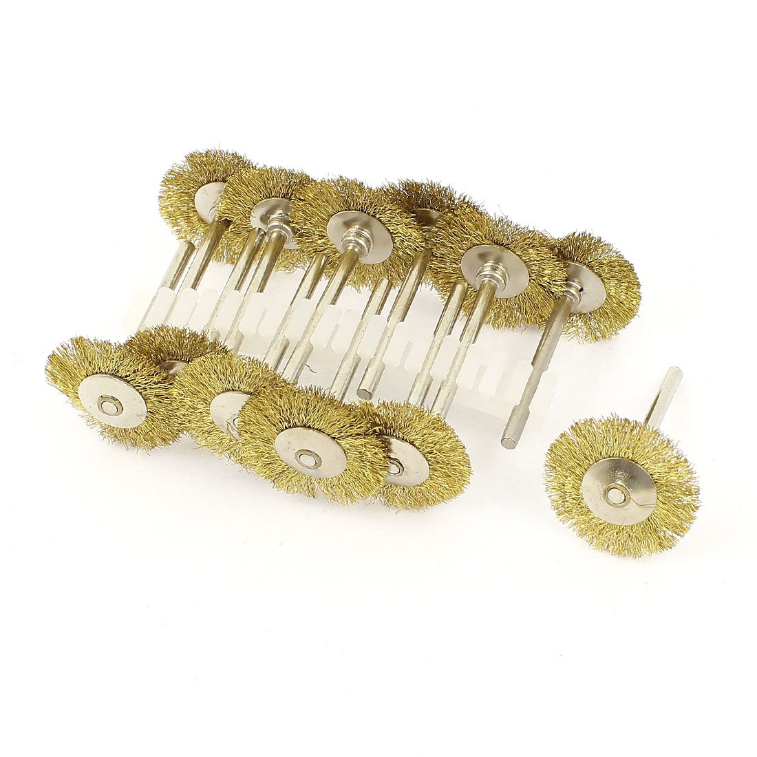 sourcingmap 12x 1/8inch Shank 25mm Wheel Brass Bristle Brush for Dremel Tool