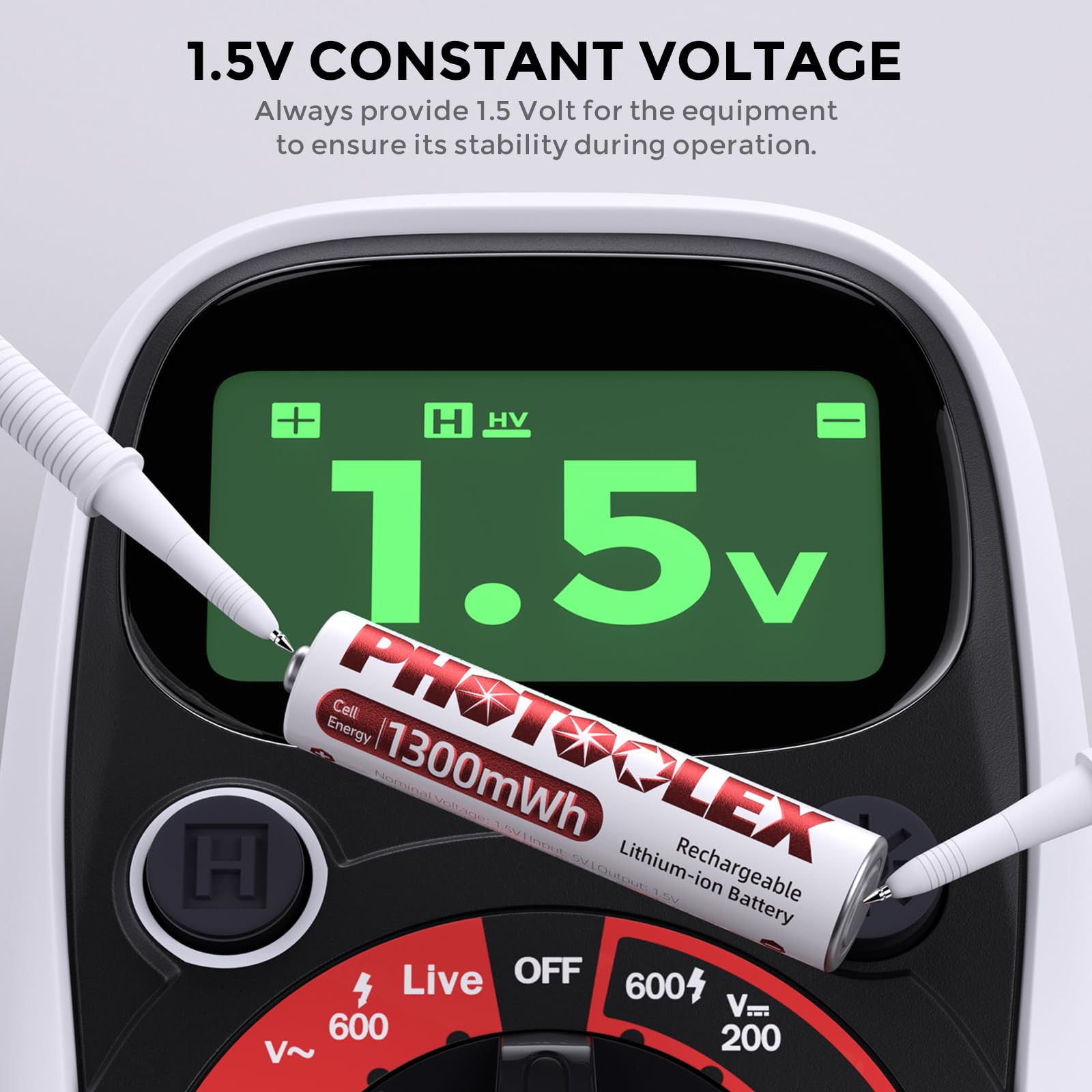PHOTOOLEX AAA Akkus wiederaufladbar Lithium 8 Stück mit Ladegerät, 1300mWh hohe Kapazität 1,5V hohe Ausgangsleistung Dreifach A Li-ion Batterie, 1600+ Zyklen AAA Akku mit Schnellladegerät 3