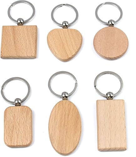 Amazon Auear ブランク木製キーチェーン 木製キーチェーン キーリング キータグ Edcまたは最高のギフトクラフト キーホルダー チェーン