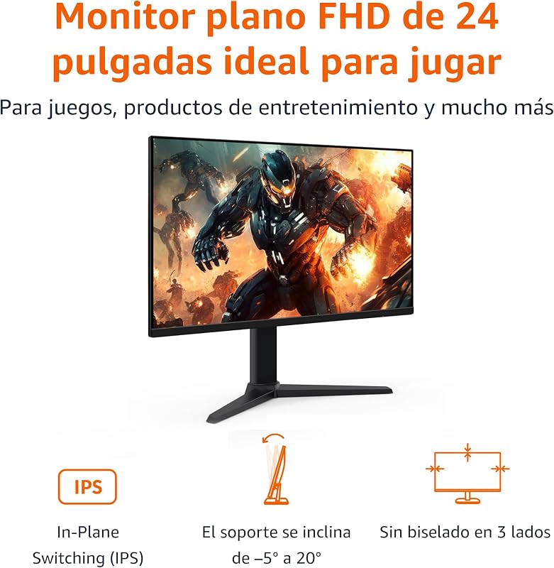 Monitor de jogos amazon basics de 24 "/61 cm, fhd 1080p, 165 hz, compatível com vesa, sincronização adaptativa, resposta de 1 ms, preto