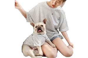WIZ BBQT Matching Dog and Owner Clothes,Striped Dog Shirts for Small Medium Large Dogs Cats,Mama and Pet Shirts are Sold Separately(for Pets,Pet-White,Pet L-Bust 17.3")