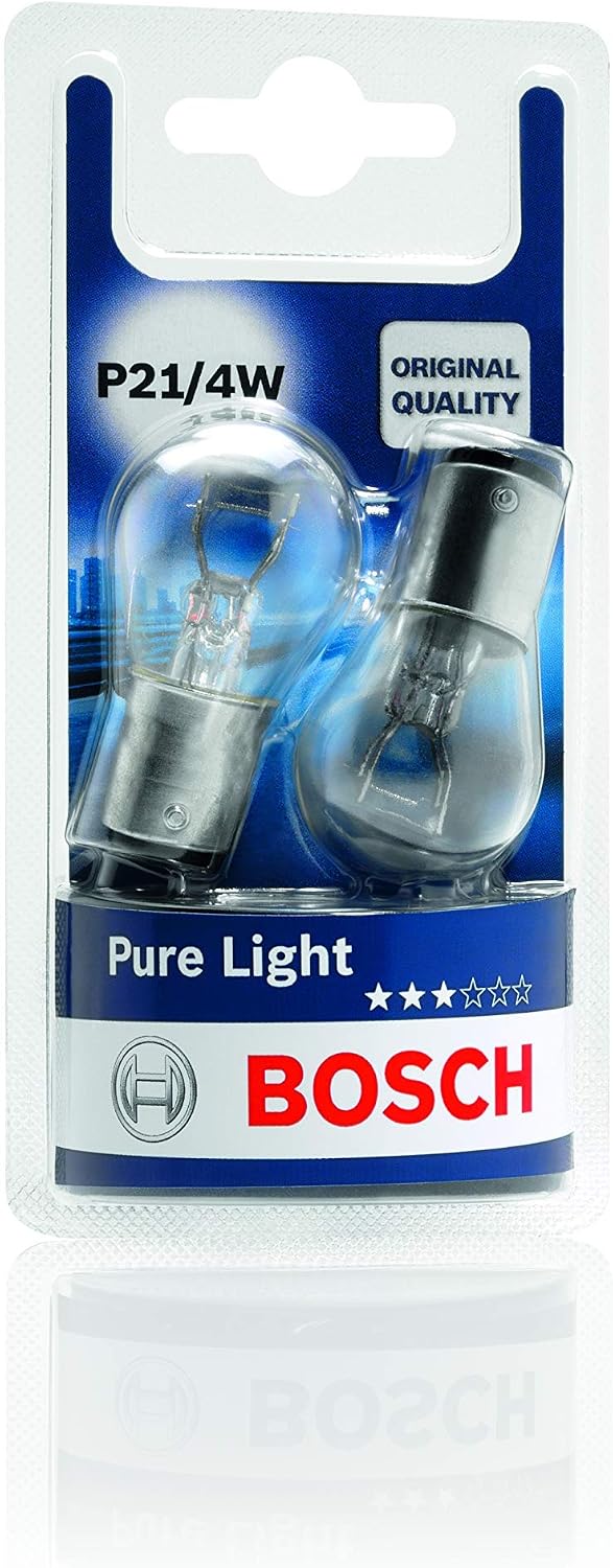 Bosch P21/4W (566) Pure Light Halogen Headlight Bulbs, 12 V 21/4 W, Original Quality, Socket Type BAZ15d