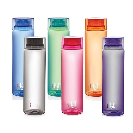 Cello H2O Unbreakable Bottle, 1 Litre, Set of 6