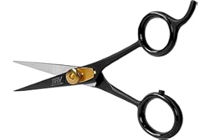 BRV MEN Razor Sharp Beard & Mustache Scissors - 5" - High Carbon Stainless Steel - Facial Hair Trimming Shears - RIGHT HANDED, Black