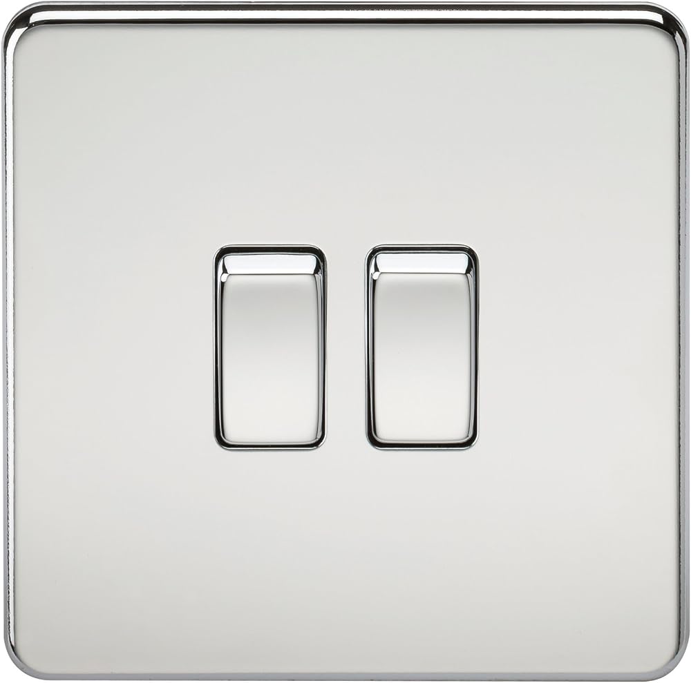 Knightsbridge SF3000PC Screwless 10A 2-Gang 2-Way Switch Polished Chrome