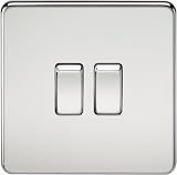 Knightsbridge SF3000PC Screwless 10A 2-Gang 2-Way Switch Polished Chrome