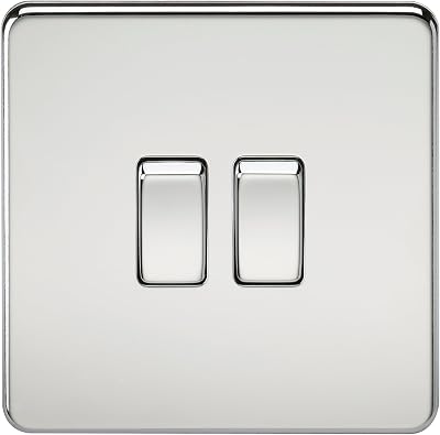 Knightsbridge SF3000PC Screwless 10A 2-Gang 2-Way Switch Polished Chrome