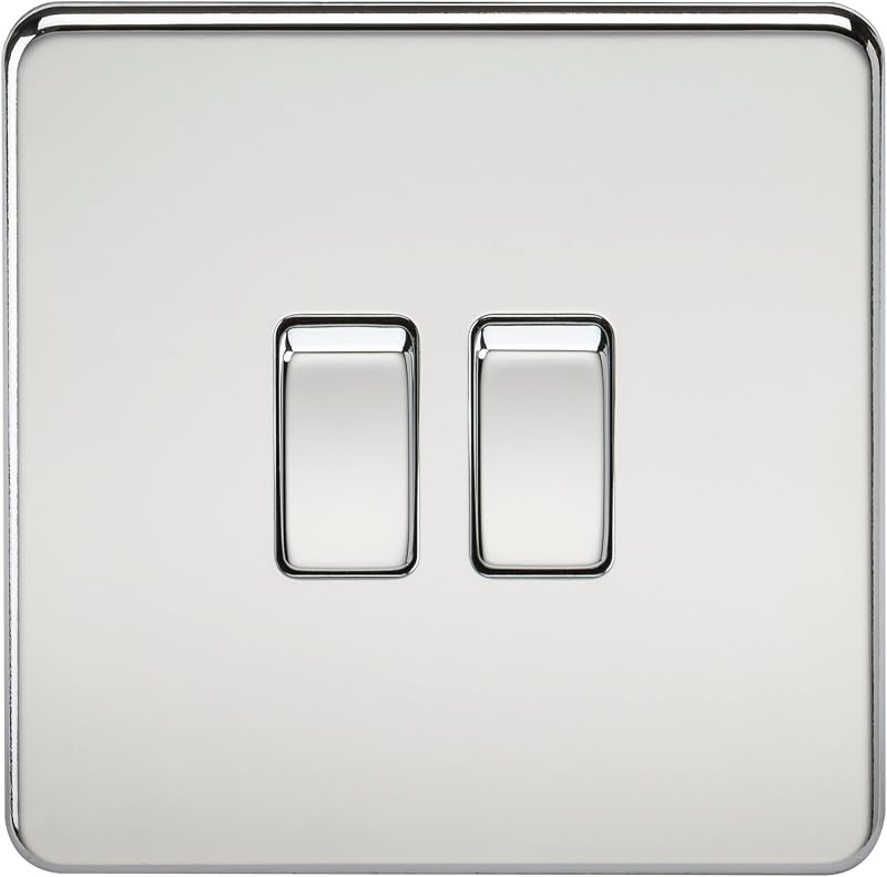 Knightsbridge SF3000PC Screwless 10A 2-Gang 2-Way Switch Polished Chrome
